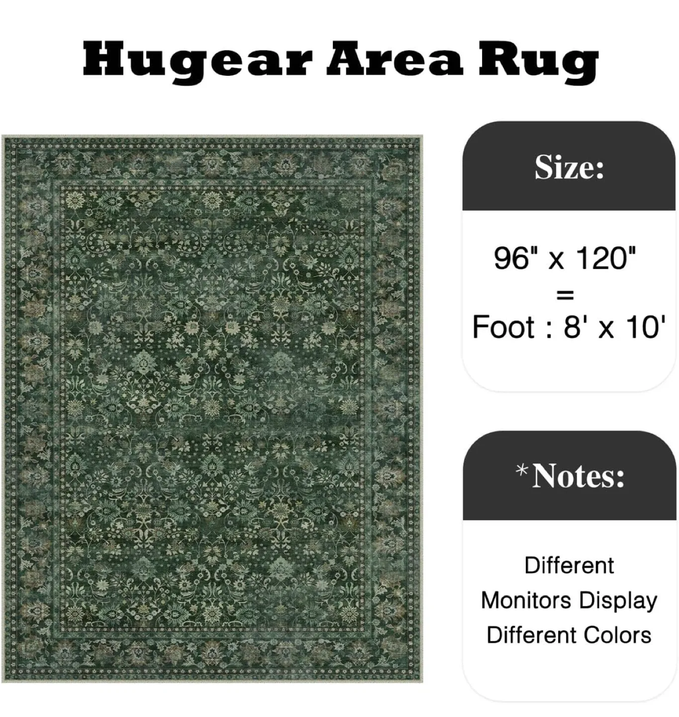 Green Area Rug with Floral Pattern 8x10 ft image indicator(6)