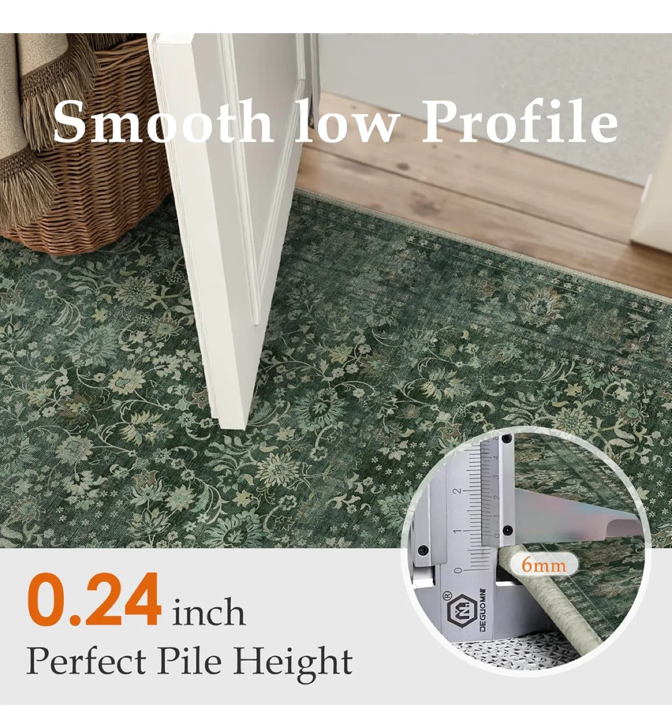 Green Area Rug with Floral Pattern 8x10 ft image indicator(5)