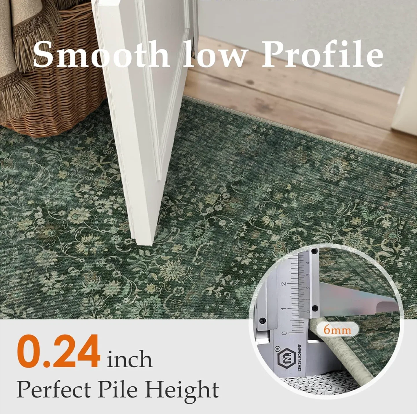 Green Area Rug with Floral Pattern 8x10 ft image indicator(4)