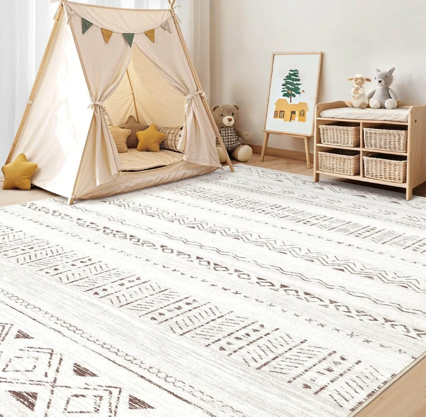 Patterned Area Rug 9x6 ft- Super Soft