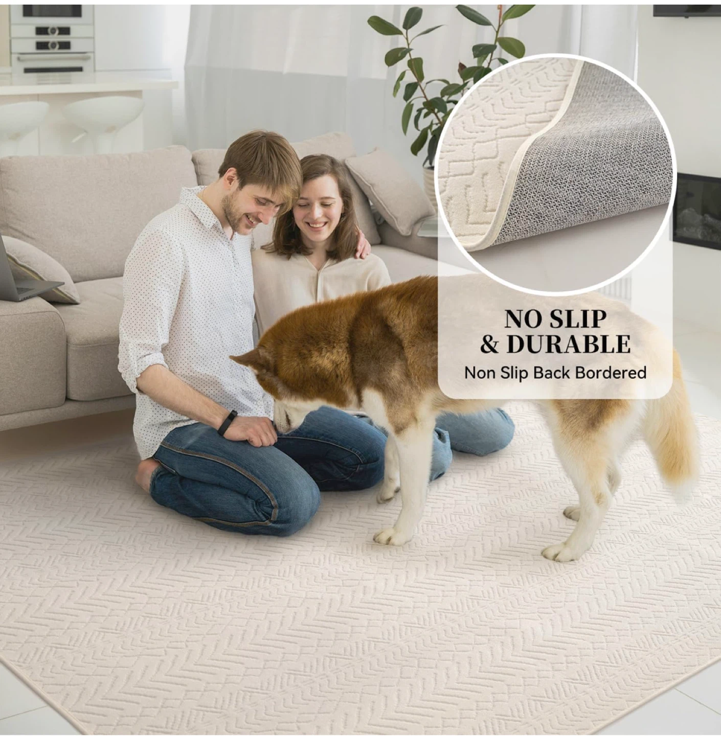 Ivory Area Rug 8x10 ft - Boho 3D Design - photo 2