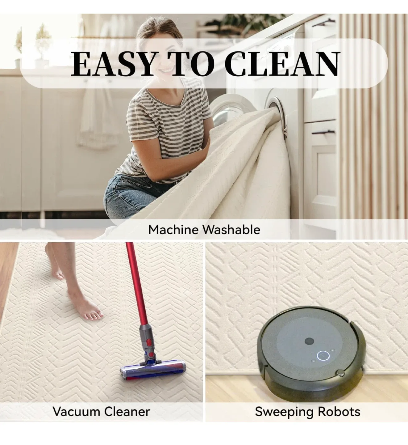 Ivory Area Rug 8x10 ft - Boho 3D Design image indicator(4)