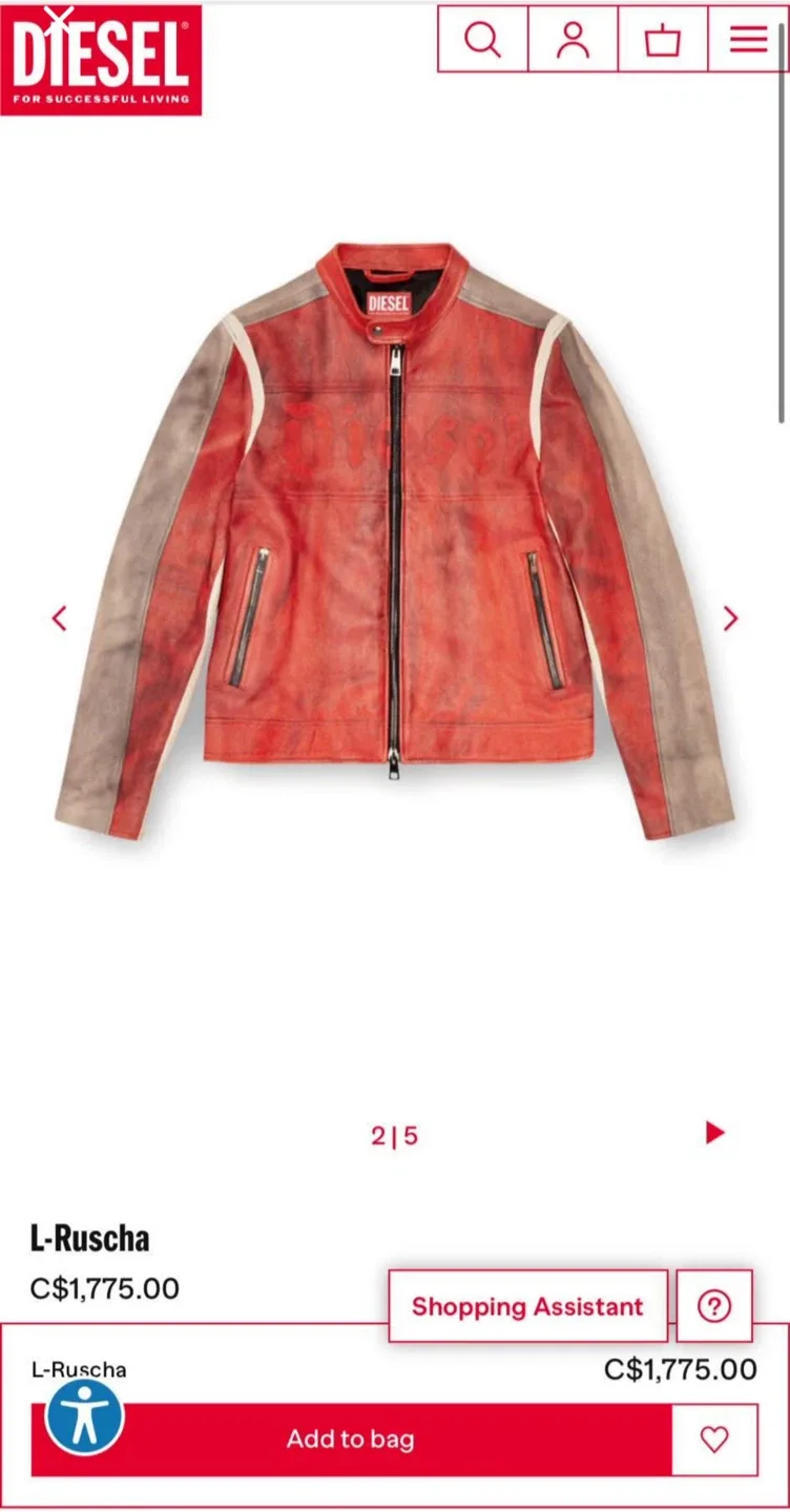 Diesel L-Ruscha Red Leather Jacket image indicator(3)