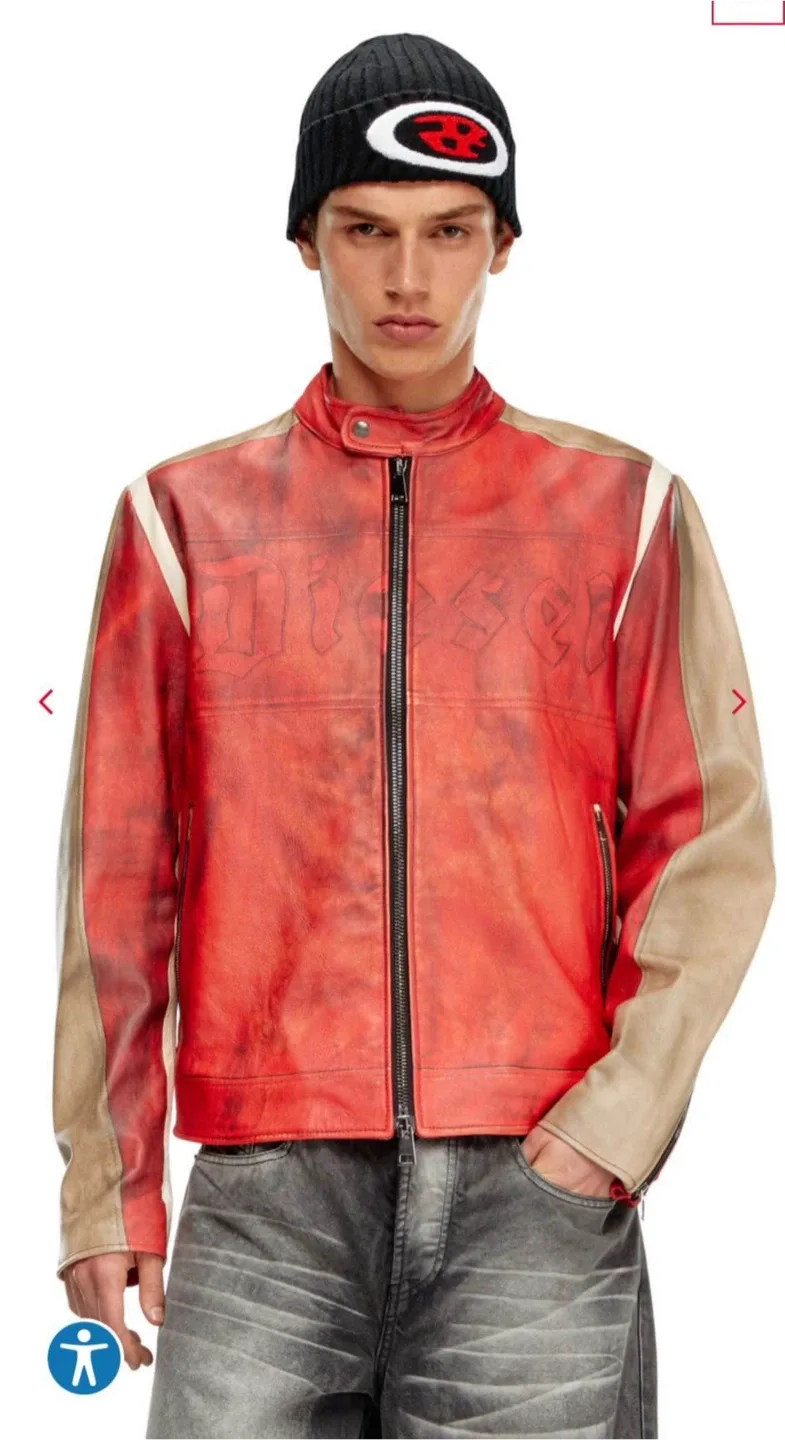 Diesel L-Ruscha Red Leather Jacket image indicator(2)