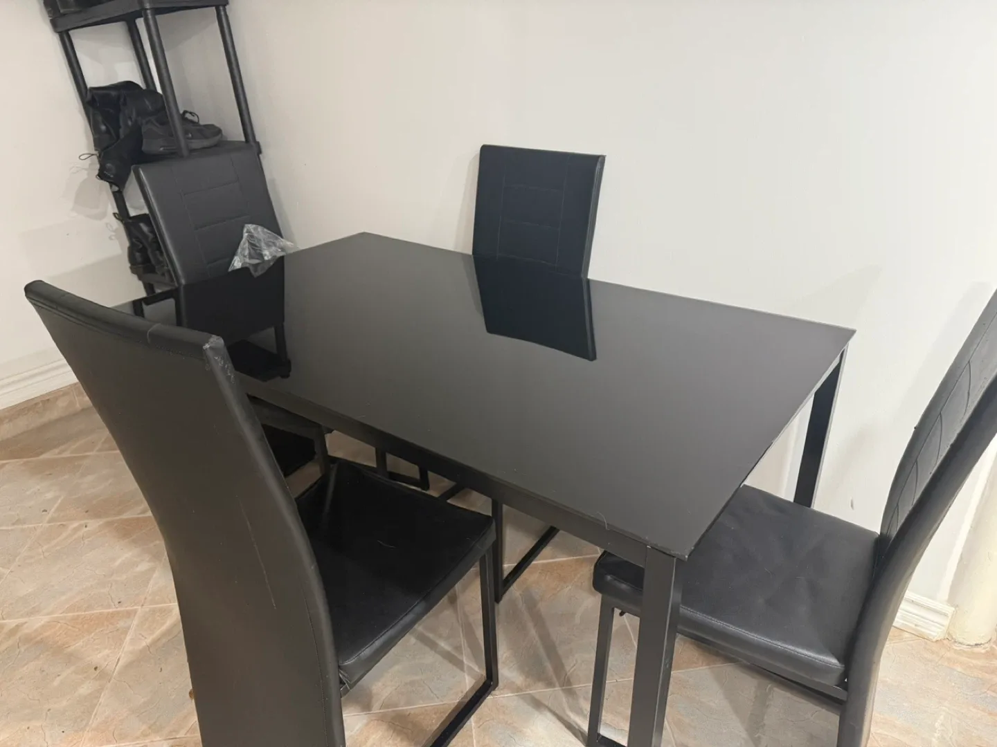 Black Glass Top Dining Table with 4 Chairs image indicator(2)