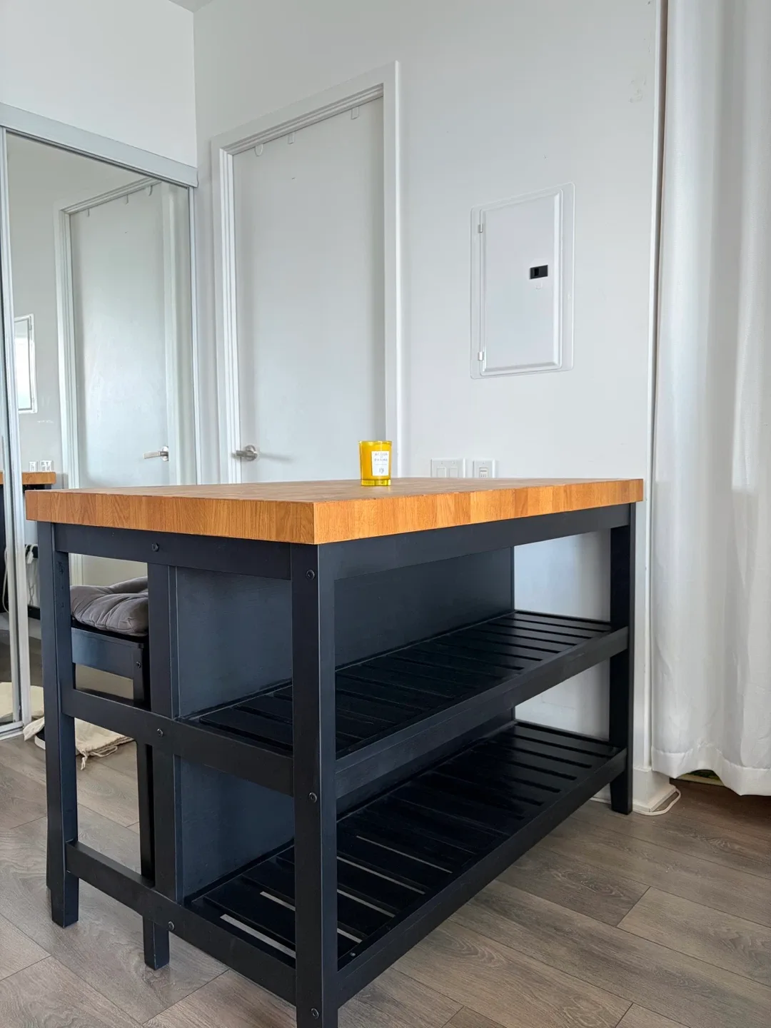 IKEA Kitchen Island with Solid Wood Top + Stool