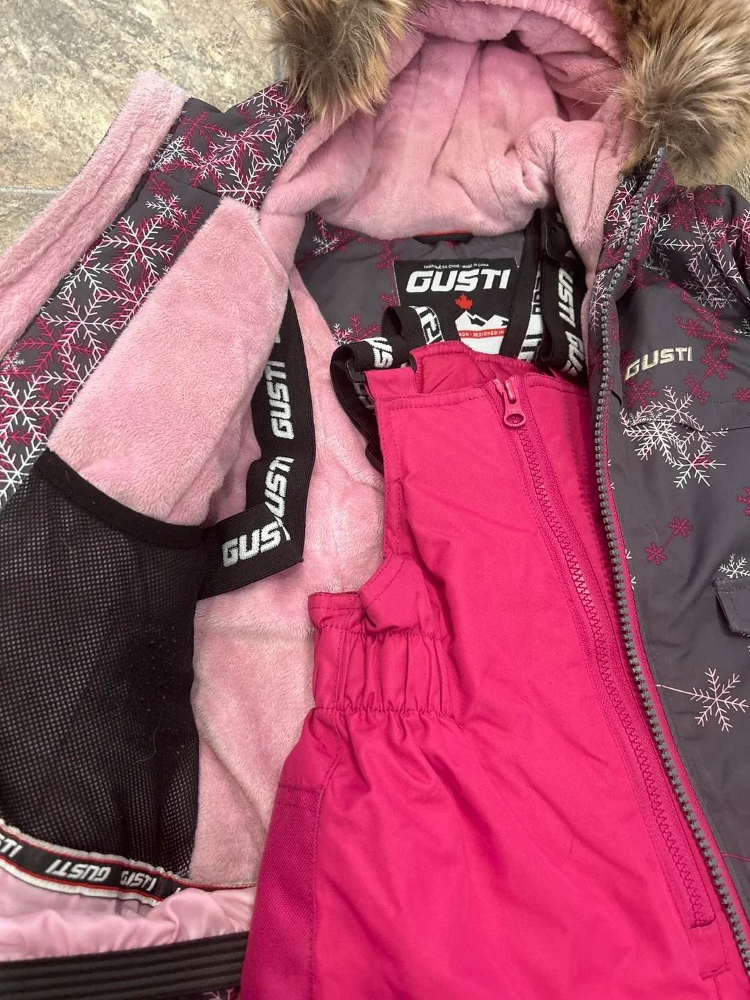 Gusti Girls' Snowsuit - Pink & Grey image indicator(2)
