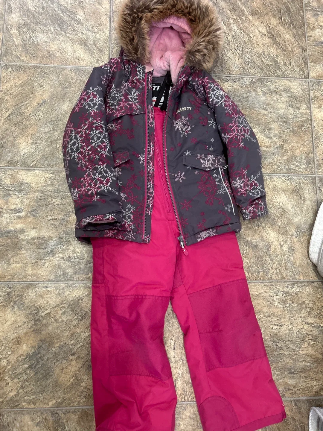 Gusti Girls' Snowsuit - Pink & Grey