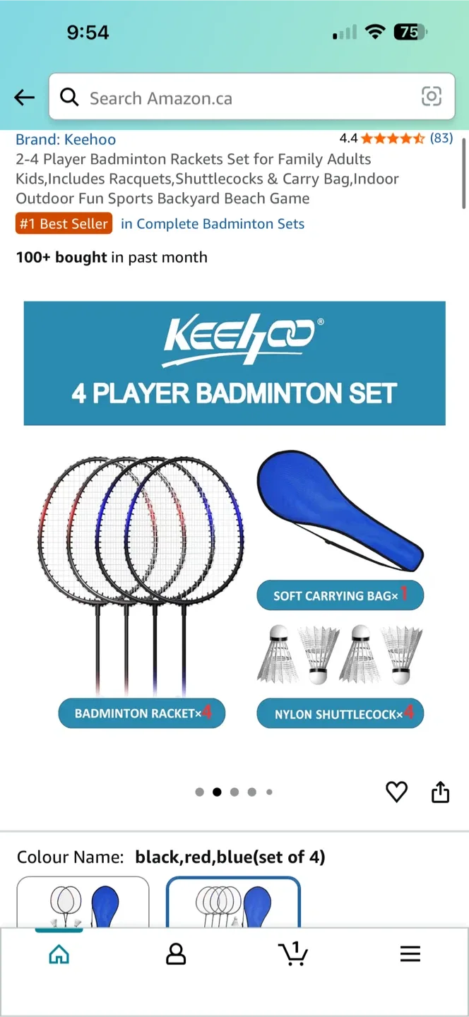 Keehoo 2-4 Player Badminton Set - Like New! image indicator(2)