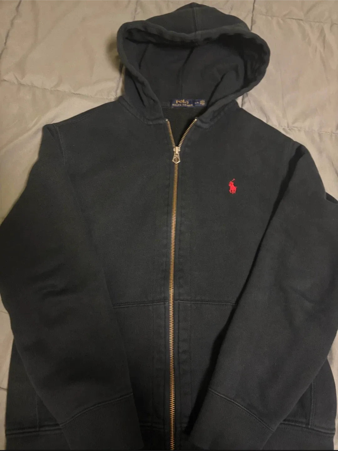 Polo Ralph Lauren Black Zip-Up Hoodie - Size L image indicator(2)