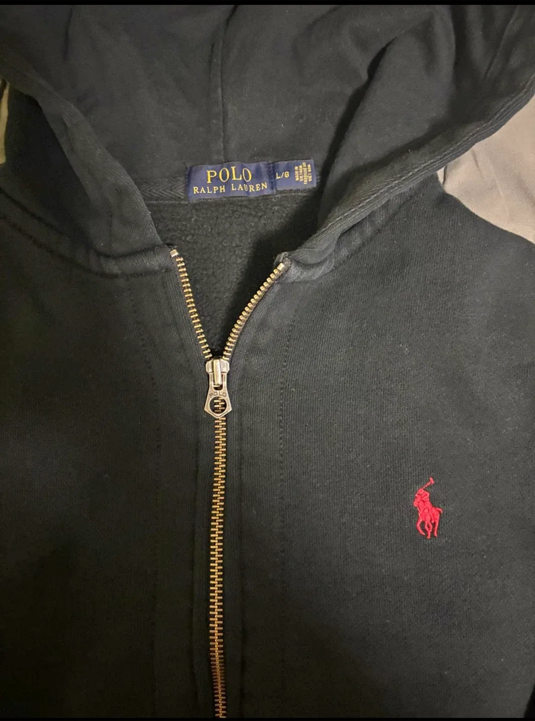 Polo Ralph Lauren Black Zip-Up Hoodie - Size L