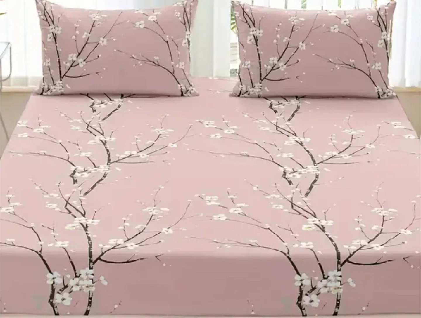 Floral Patterned Bed Sheet Set, 3 pieces, Queen size