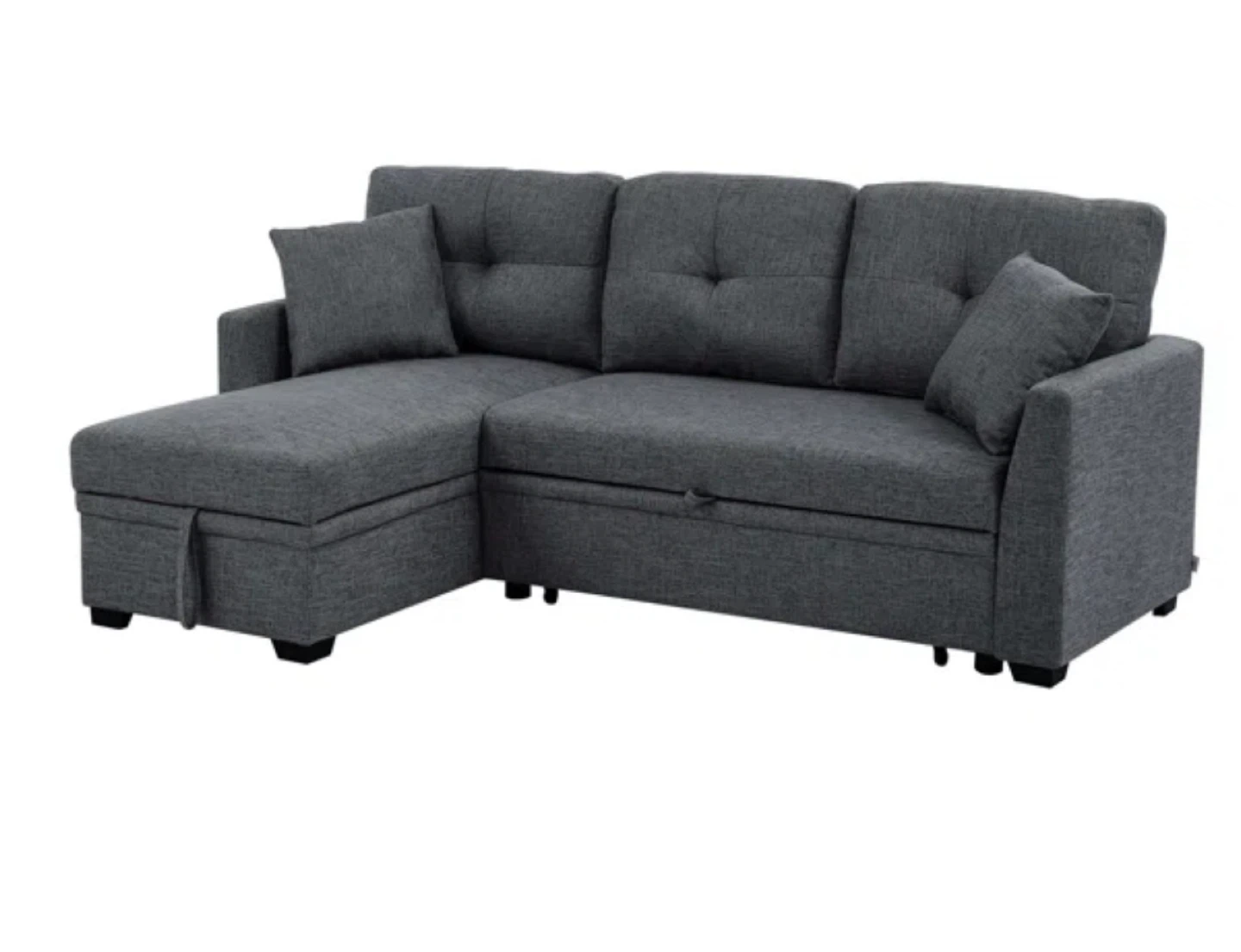 Grey 3-Seat Sectional Sofa with Pull-Out Bed - photo 3