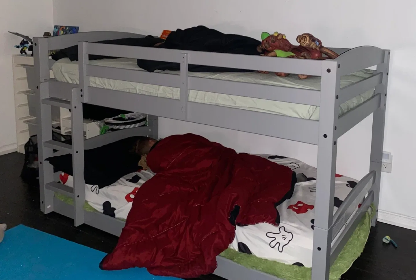 Grey Wooden Bunk Bed with Ladder thumbnail