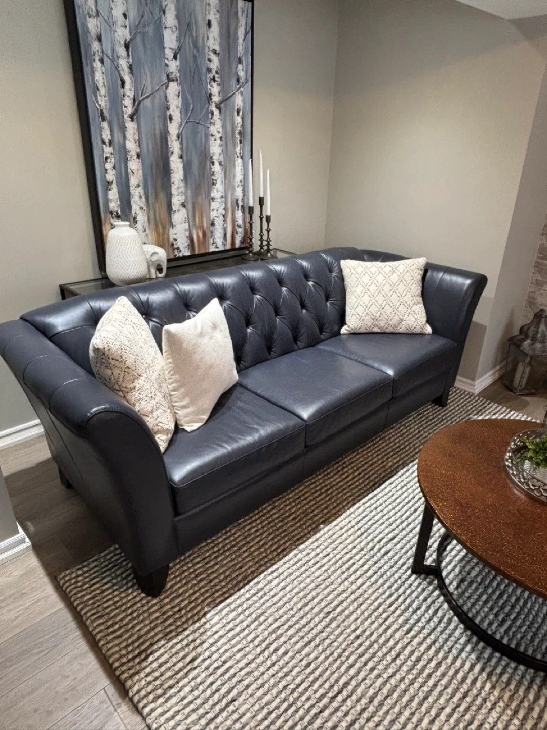 Leather Chesterfield Sofa - Blue