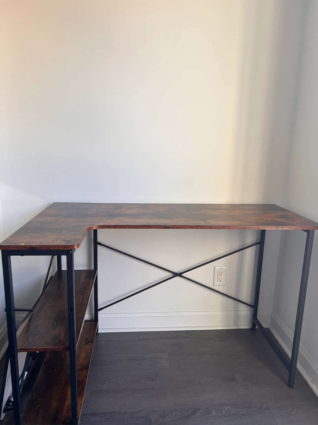 L-shaped Corner Desk with Shelves