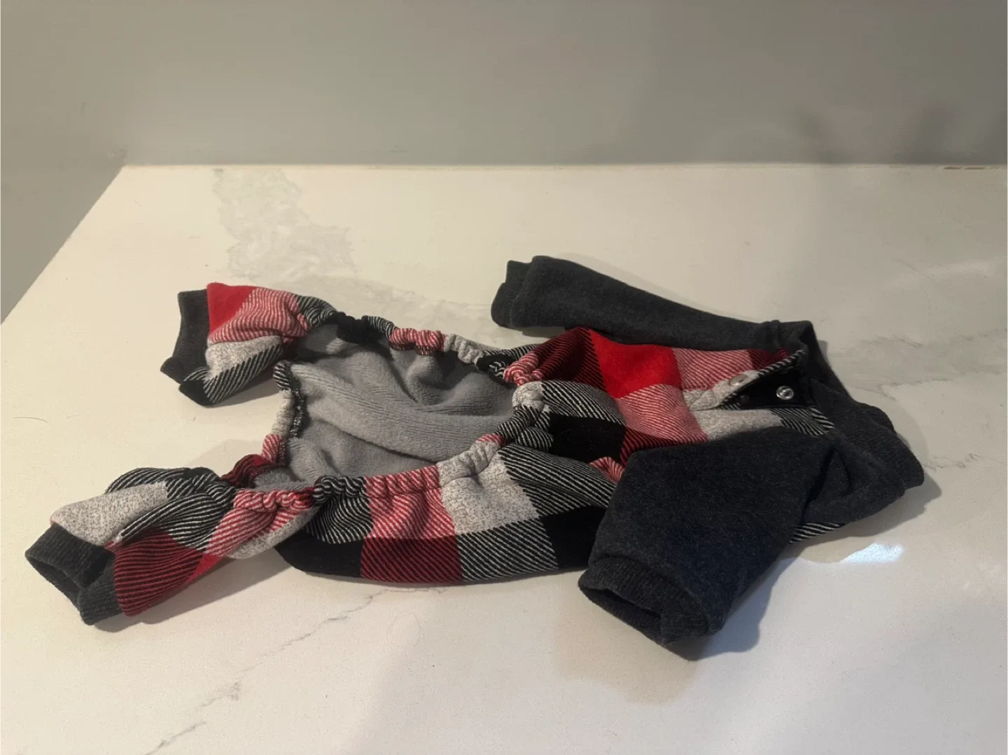 Little Athlete CANADA POOCH Plaid Dog Onesie - Size Small image indicator(2)