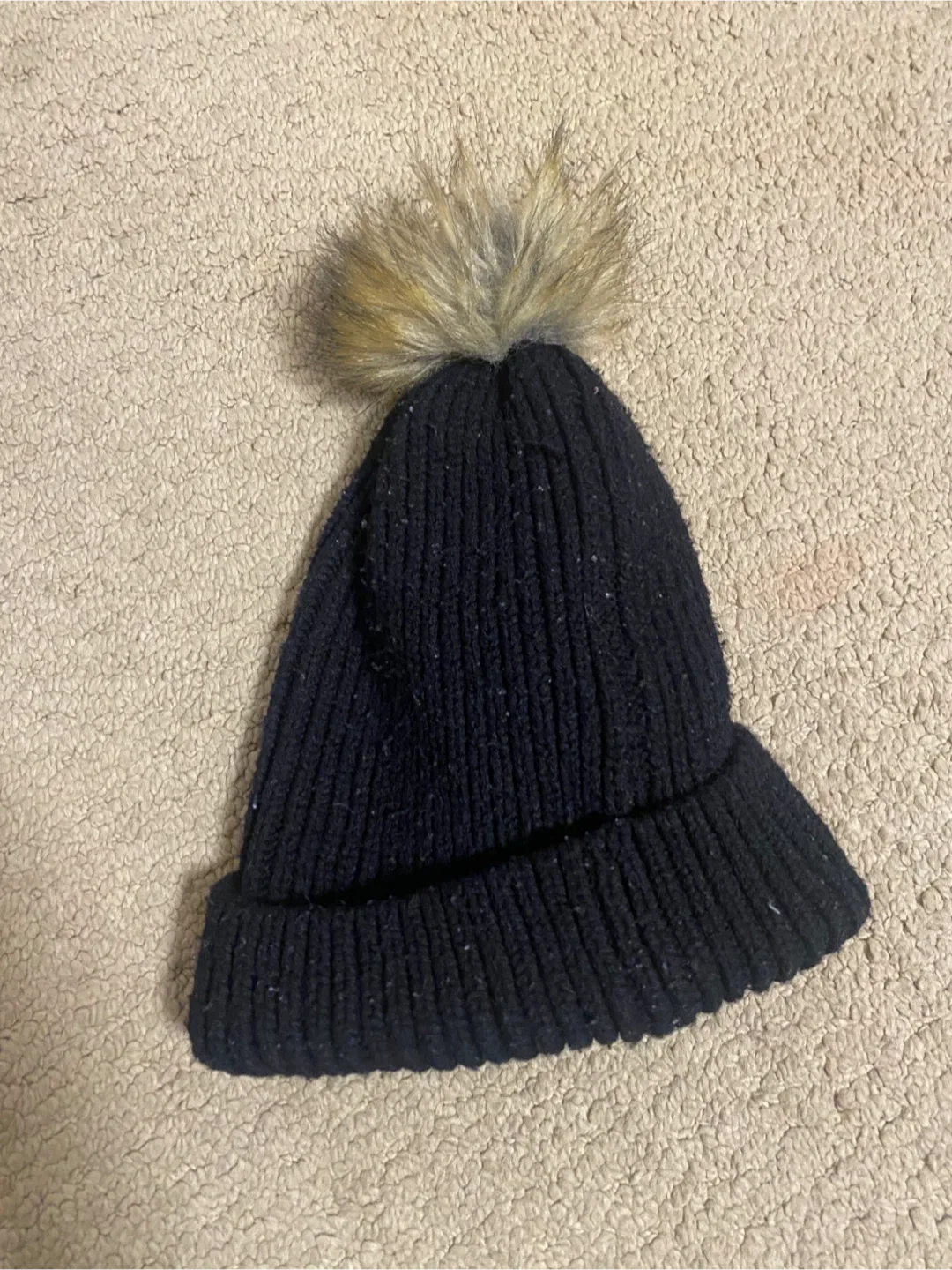 Black Knit Beanie with Pom Pom image indicator(2)