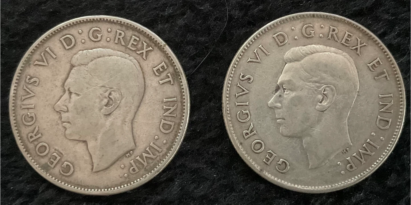 Canadian 50 Cent Coins - 1942 & 1945