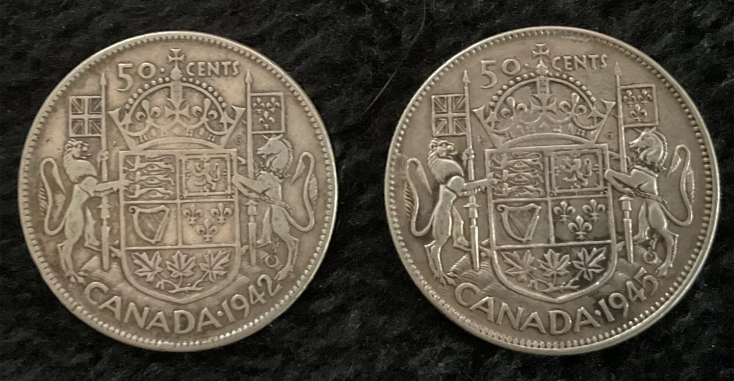 Canadian 50 Cent Coins - 1942 & 1945 image indicator(2)