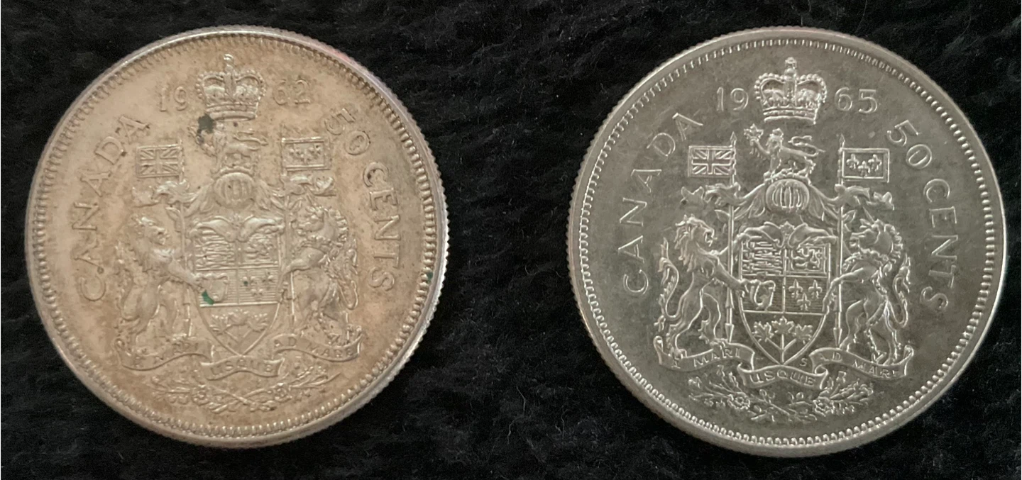 Canadian 50 Cent Coins - 1962 & 1965 - photo 2