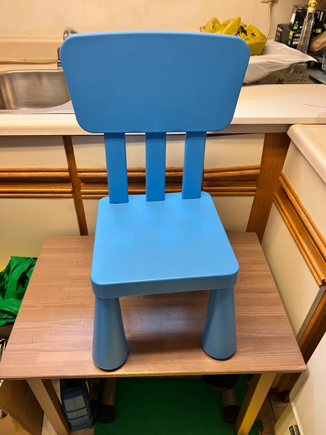 IKEA Mammut Children's Chair - Blue and the table thumbnail