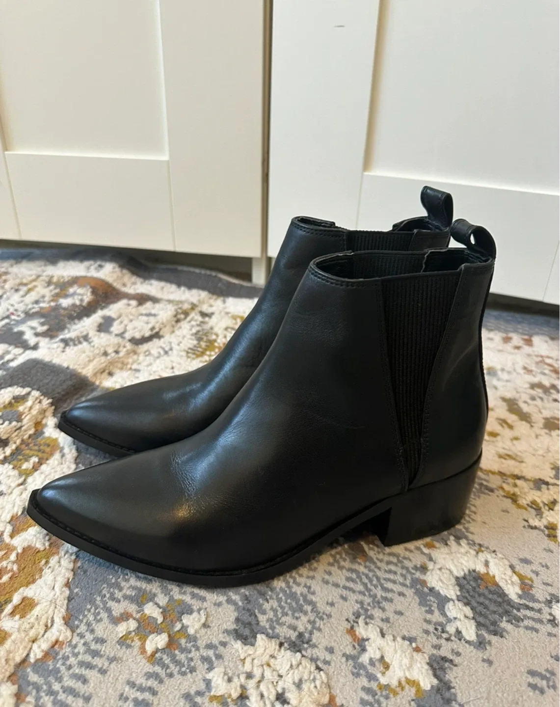Black Leather Booties image indicator(3)