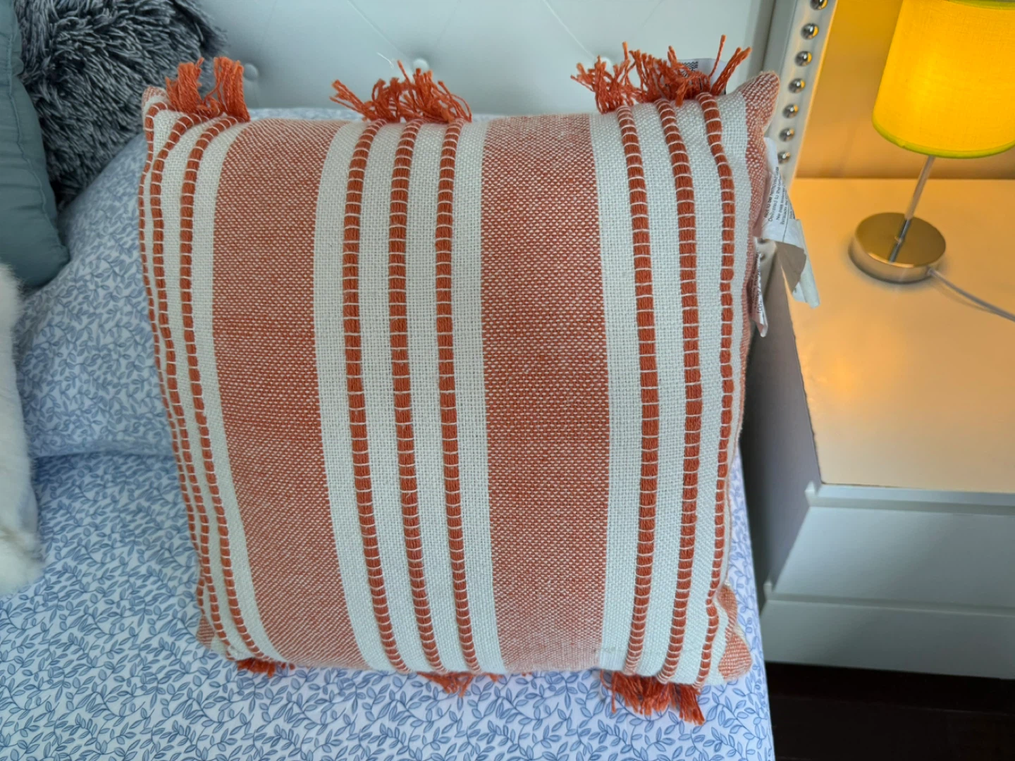 Striped Throw Pillows - Orange & White - photo 2