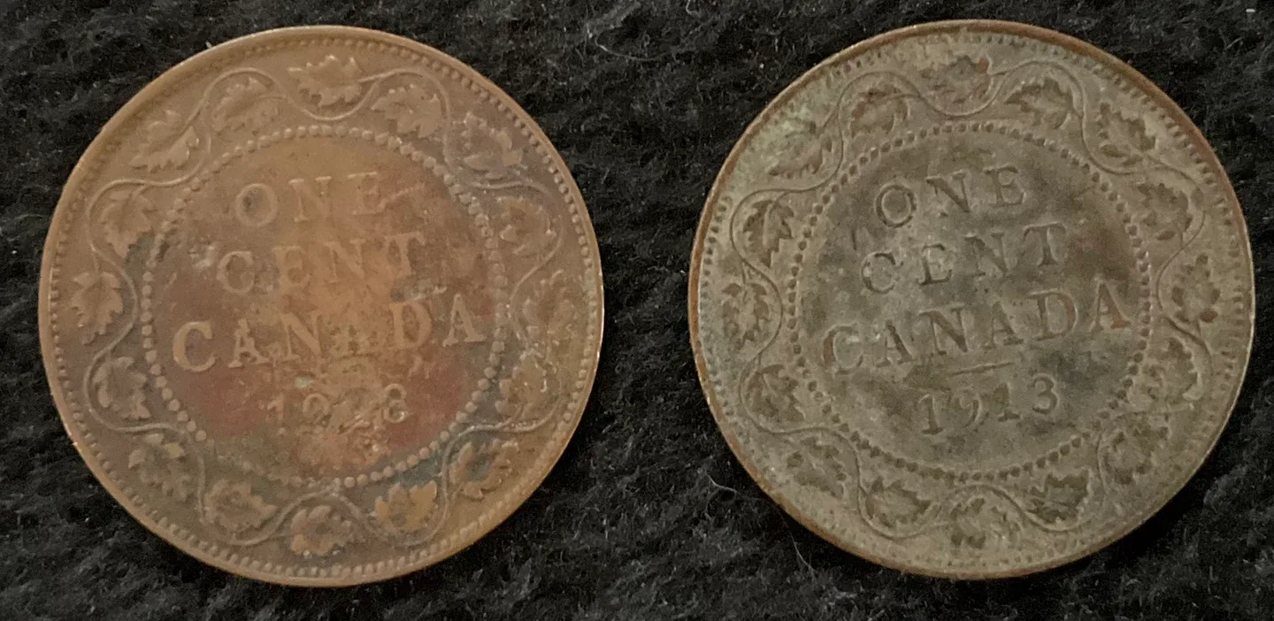 Canadian One Cent Coins - 7 coins image indicator(3)