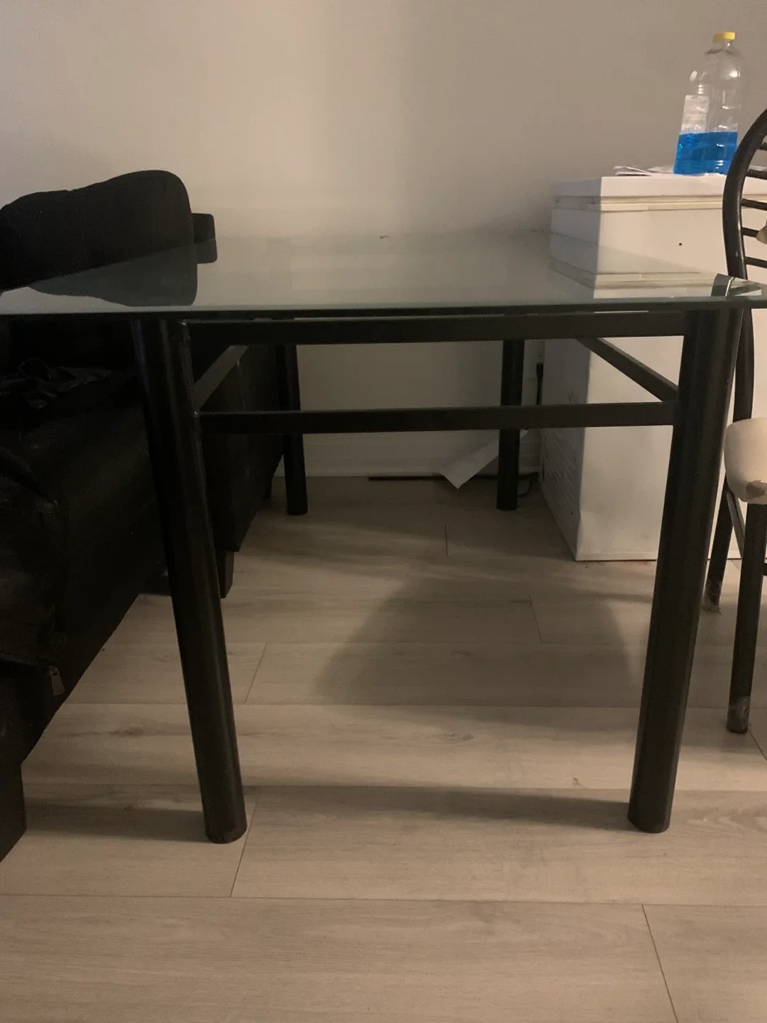 Glass Top Dining Table with 4 Black Chairs image indicator(4)