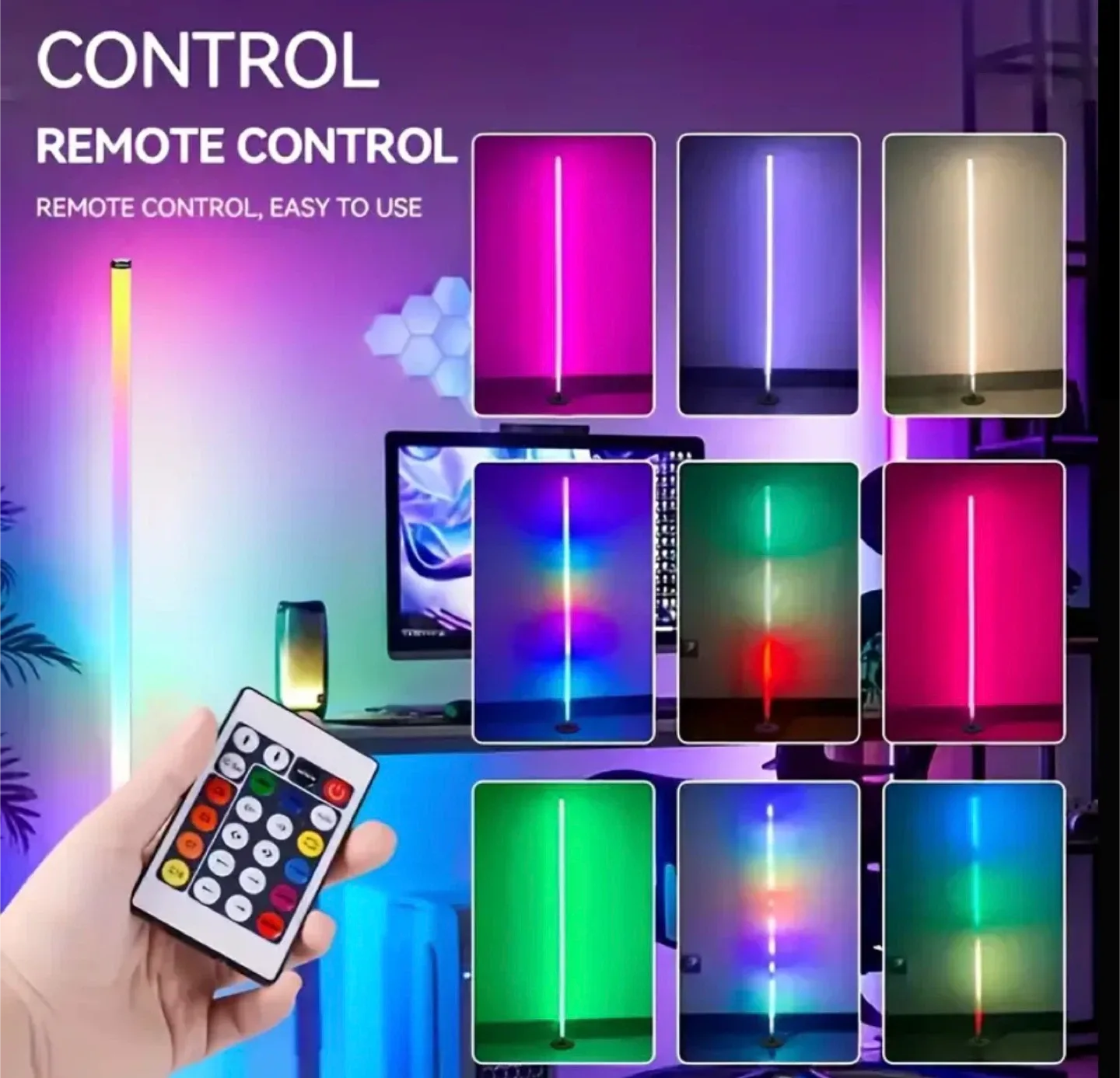 2 LED Corner Floor Lamps with remote (Brand new in box) image indicator(2)