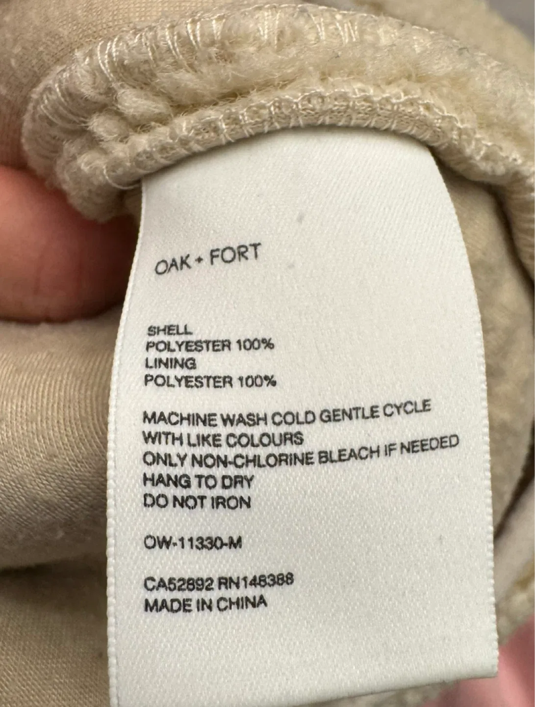 Oak + Fort Beige Fleece Jacket - Size M image indicator(5)