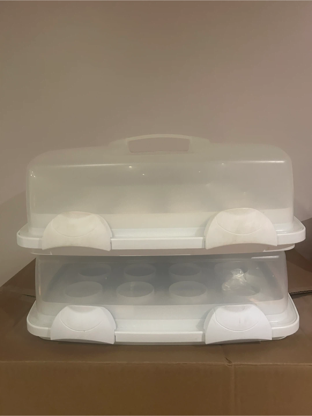 TWO White Cupcake Carrier