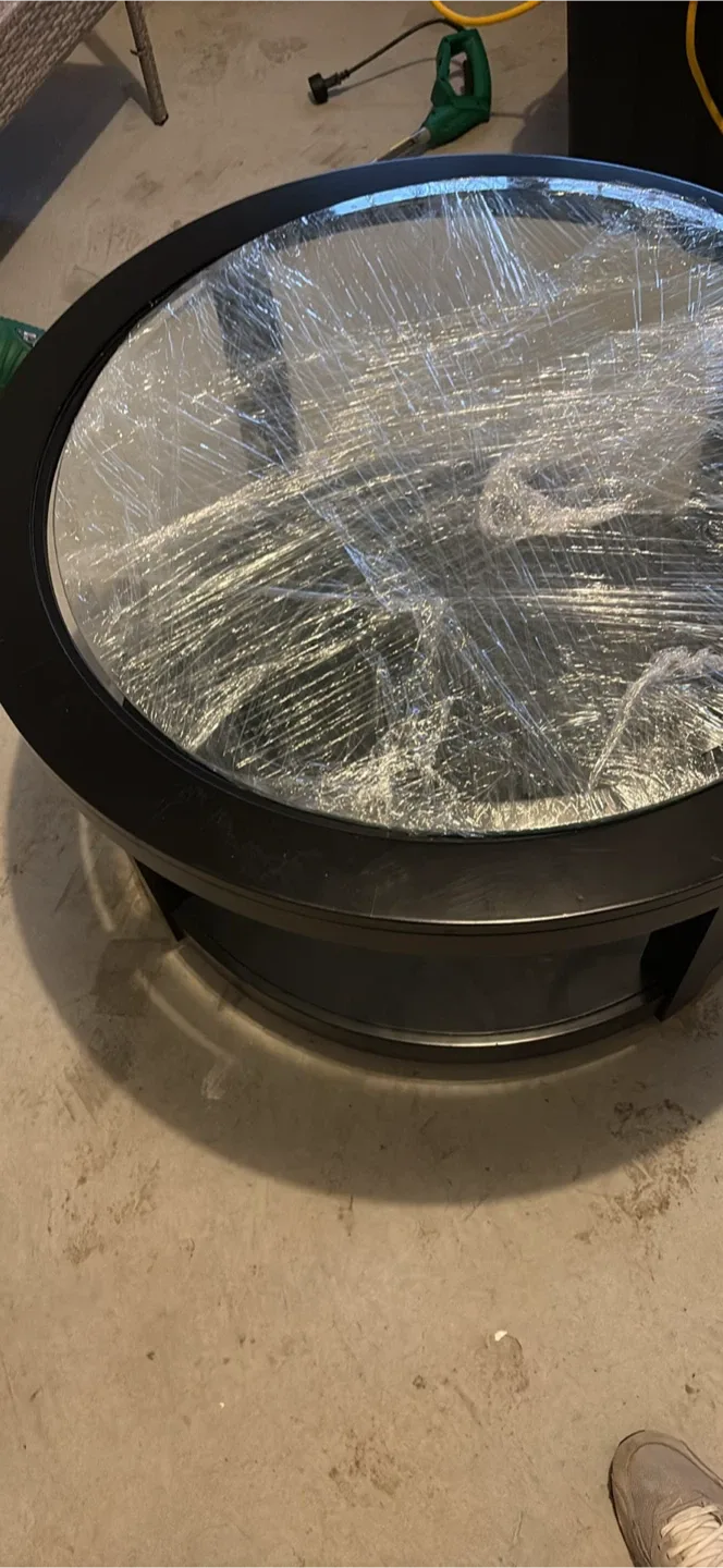 Round Black Glass Top Coffee Table