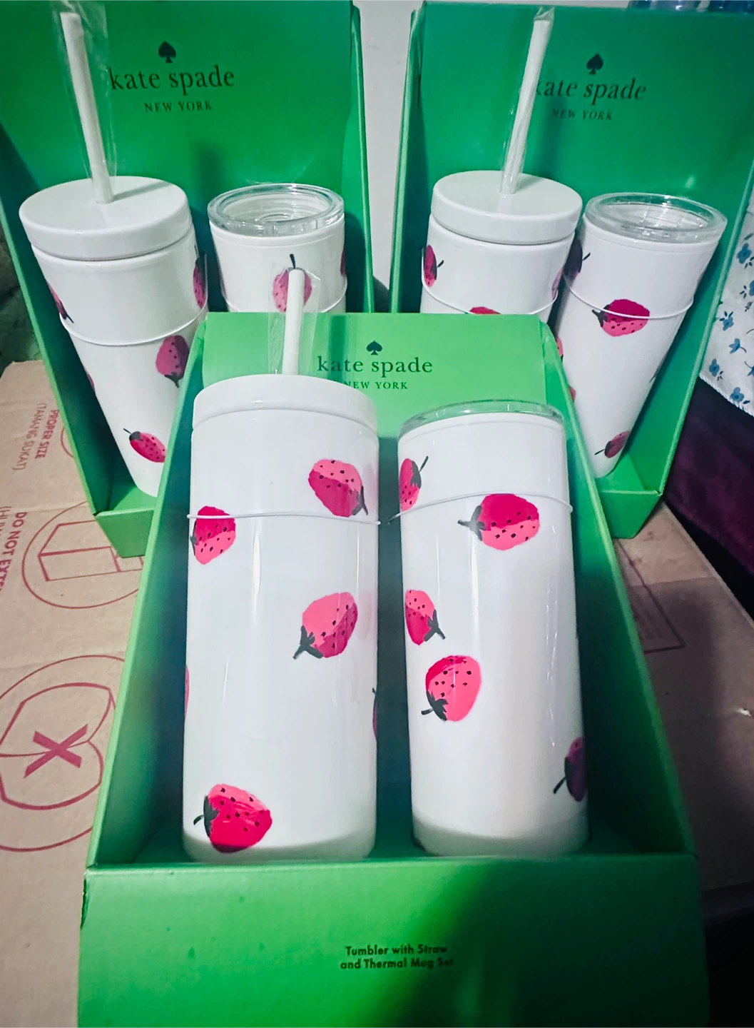 Kate Spade Tumbler with Straw & Thermal Mug Set - New - photo 2