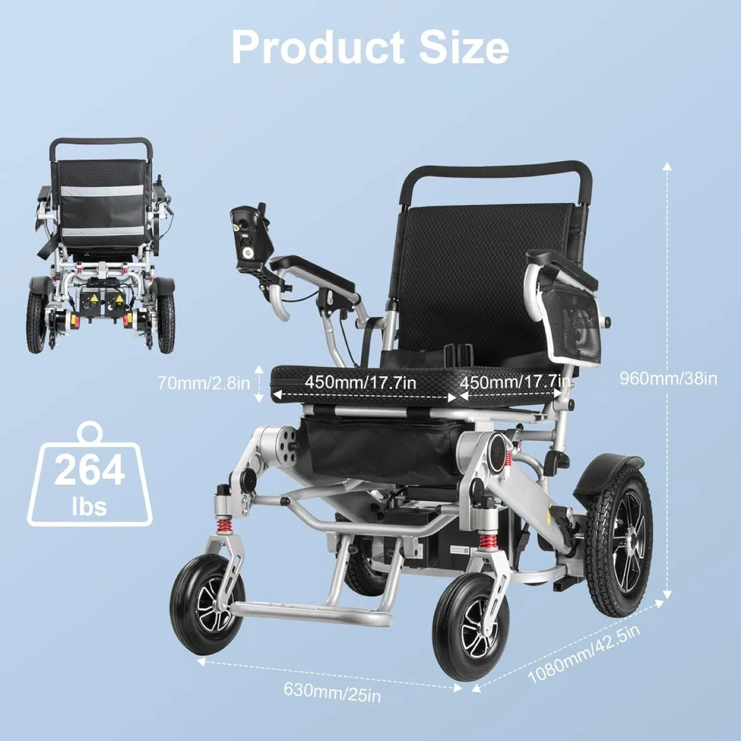 Brand new Electric Wheelchair 15.5+ miles range image indicator(8)