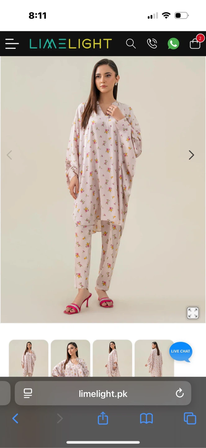 Limelight Pink Floral Kaftan & Trouser Set - Size S