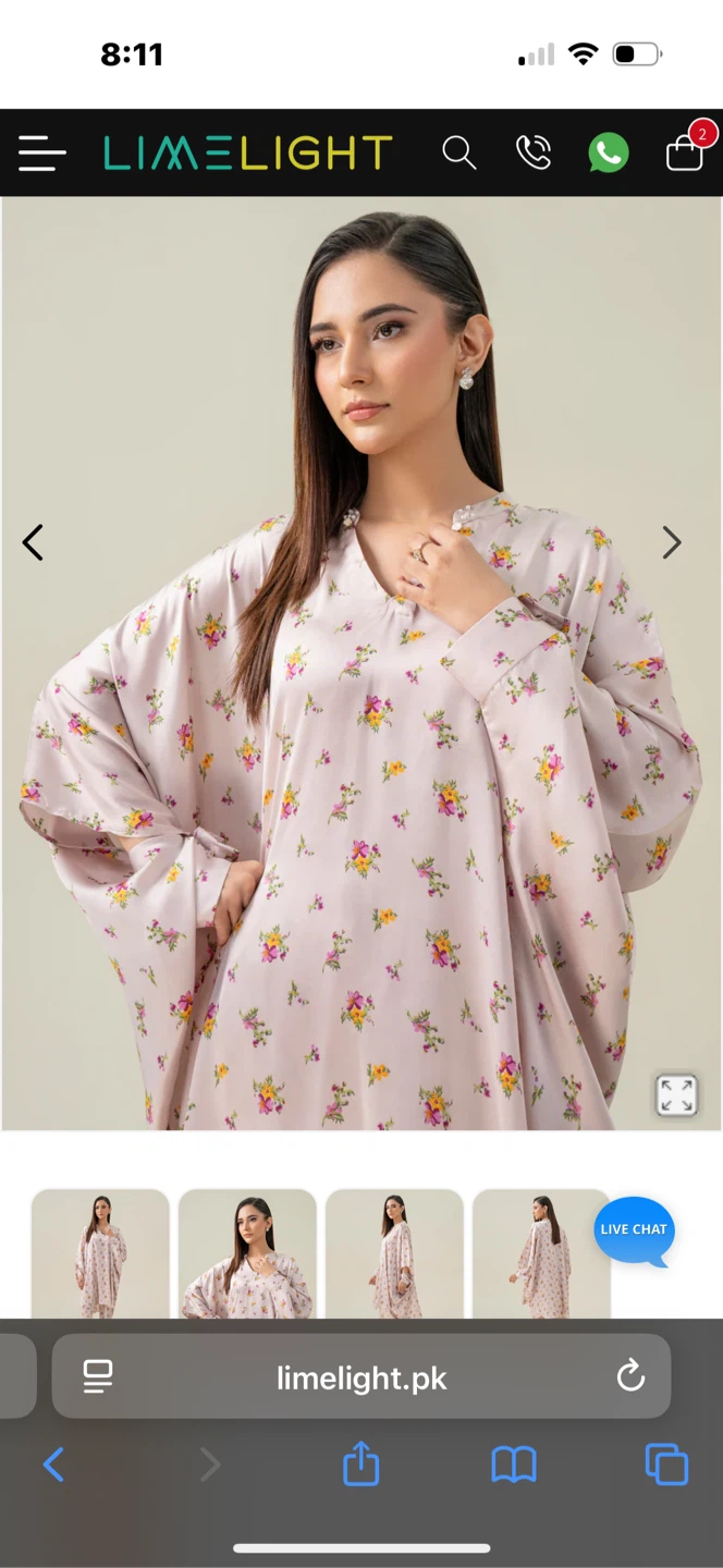 Limelight Pink Floral Kaftan & Trouser Set - Size S - photo 2