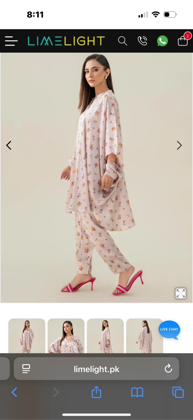Limelight Pink Floral Kaftan & Trouser Set - Size S - photo 3
