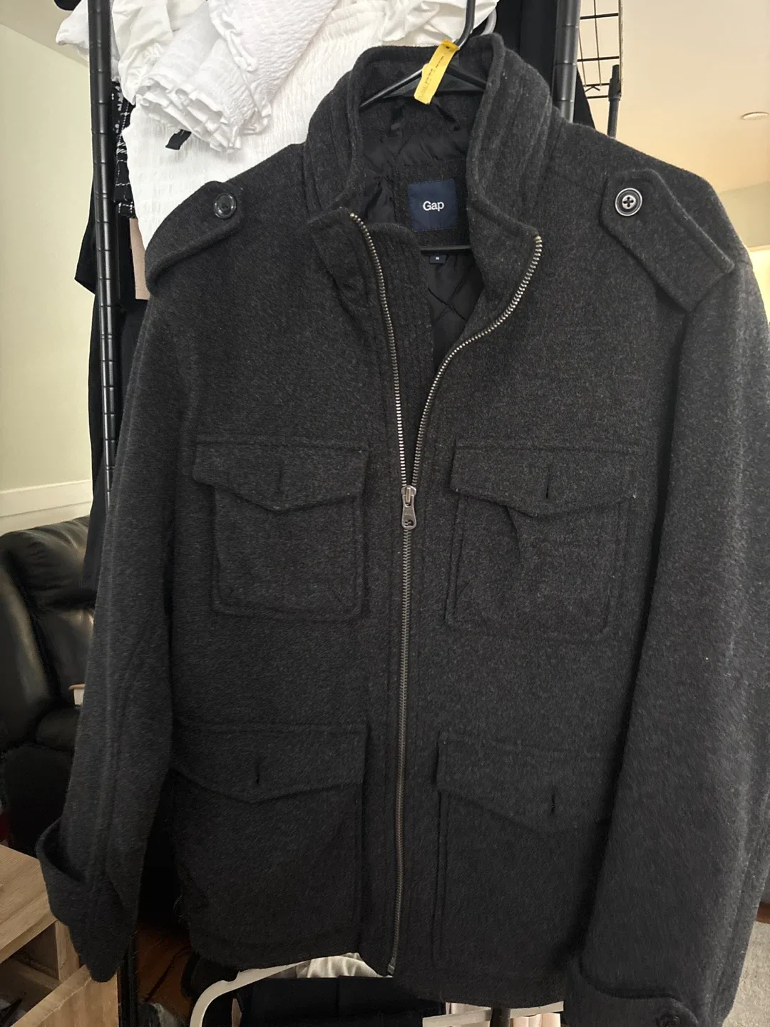 Gap Gray Wool Blend Military Jacket - Size M thumbnail