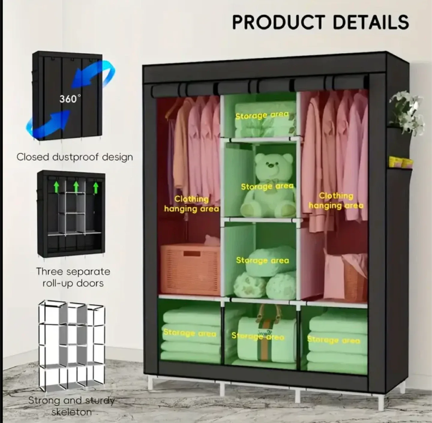 Portable Large Wardrobe - Brand new in box image indicator(2)