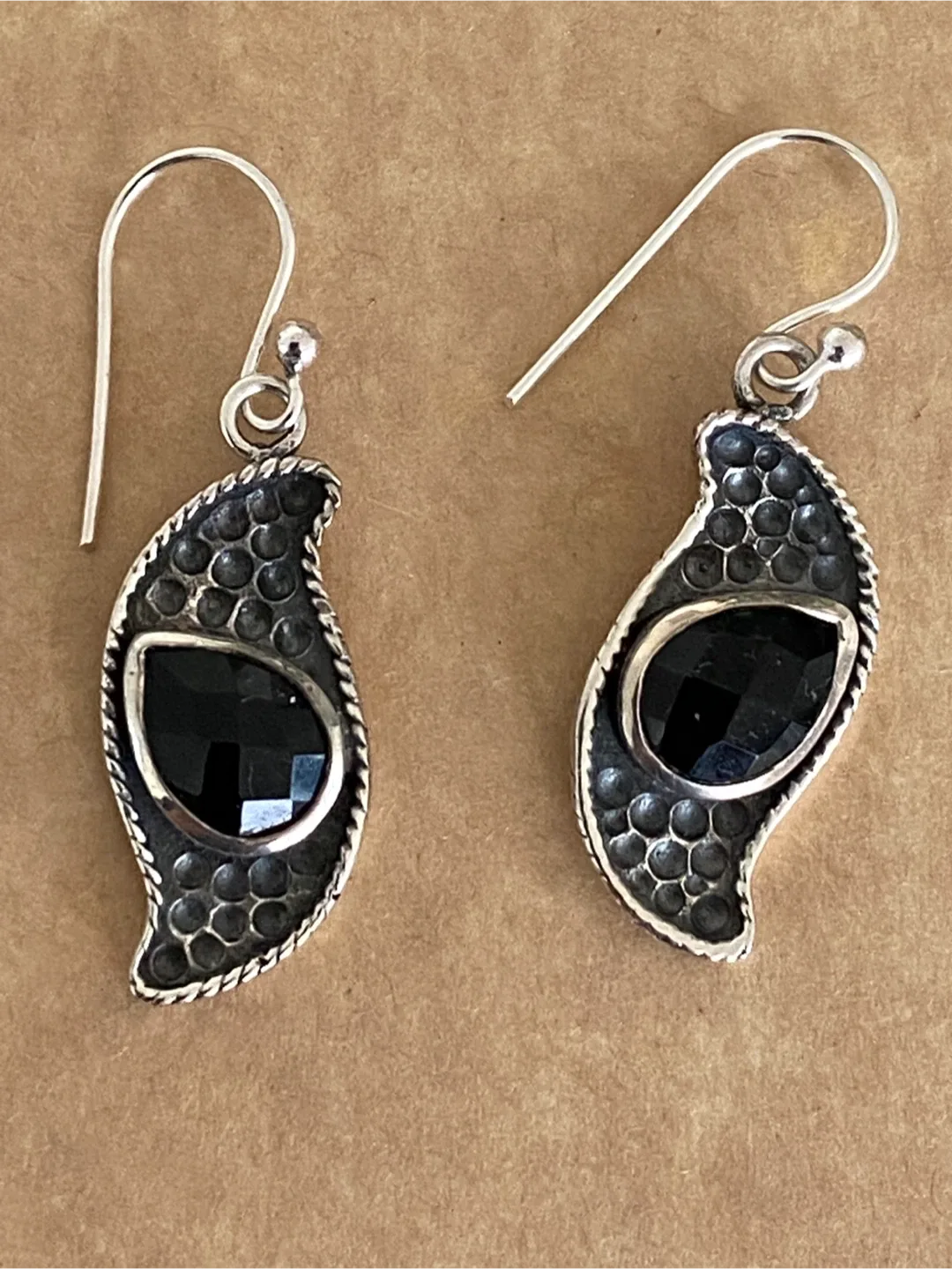 New 925 Sterling Silver Black Onyx Earrings