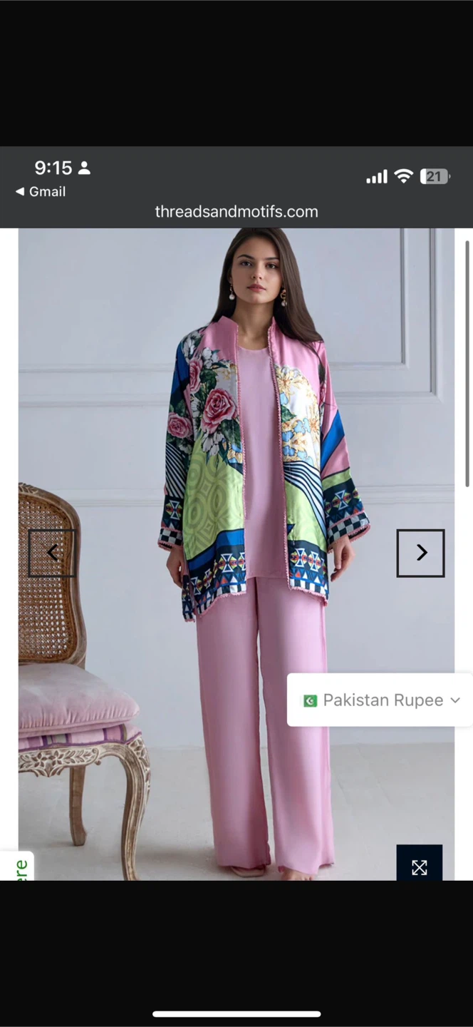 Threads & Motifs Floral Silk Pajama Set - photo 2