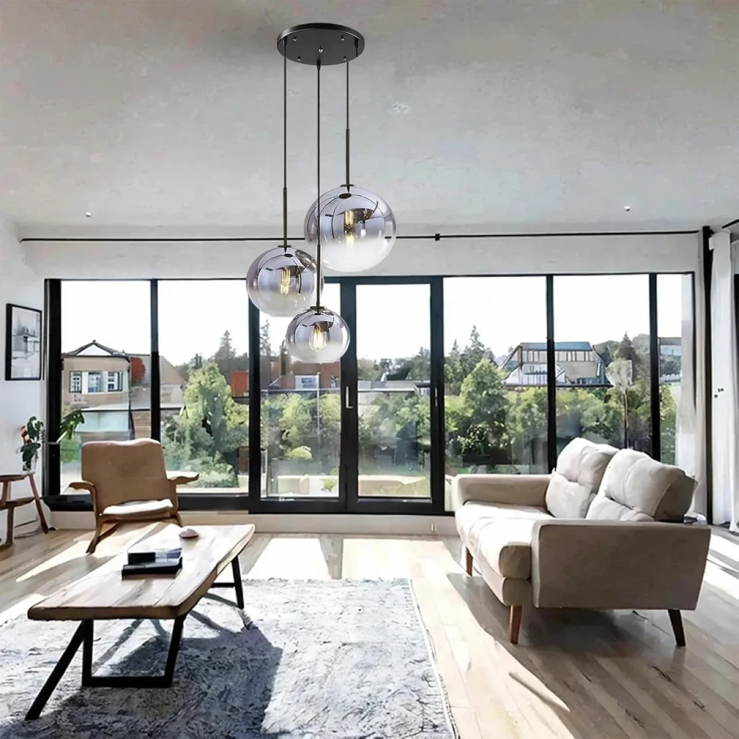 Glass Ball Pendant Light - 3 Lights