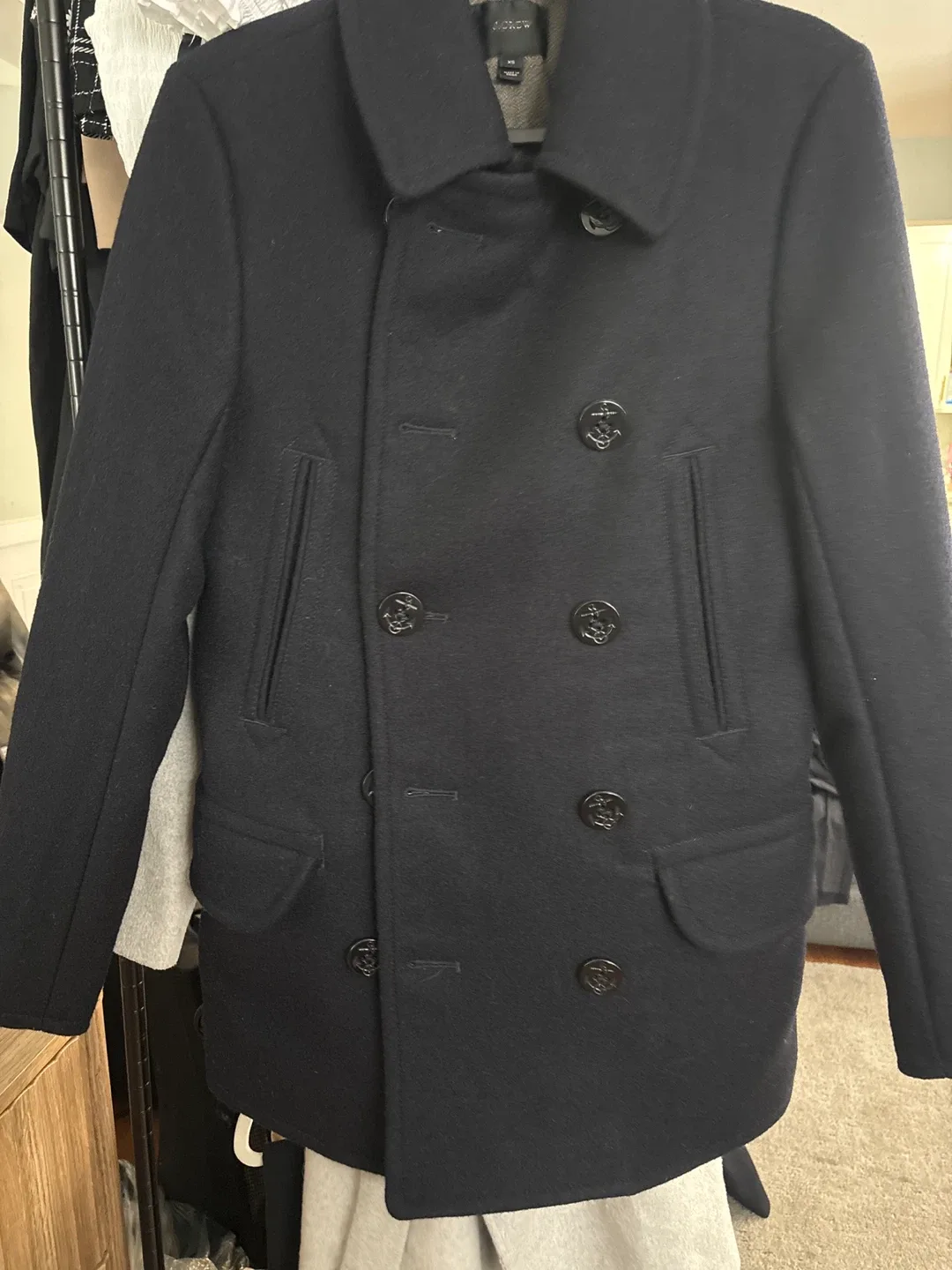 J. Crew XS Black Pea Coat thumbnail