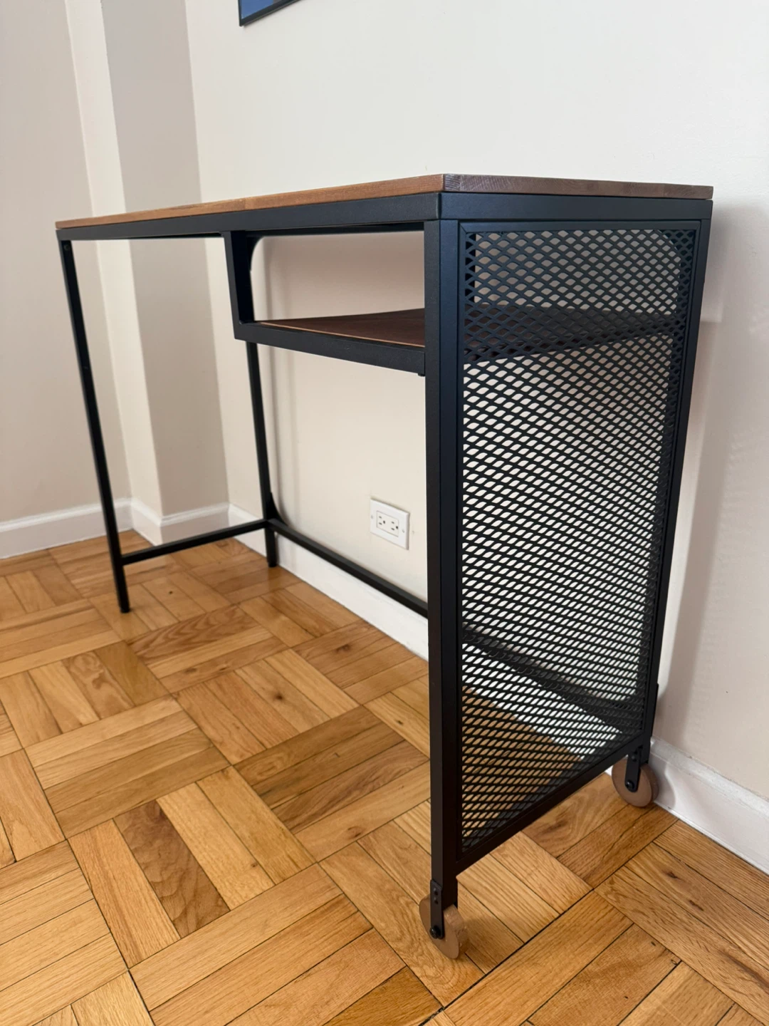 IKEA desk with wooden top and metal frame - photo 2