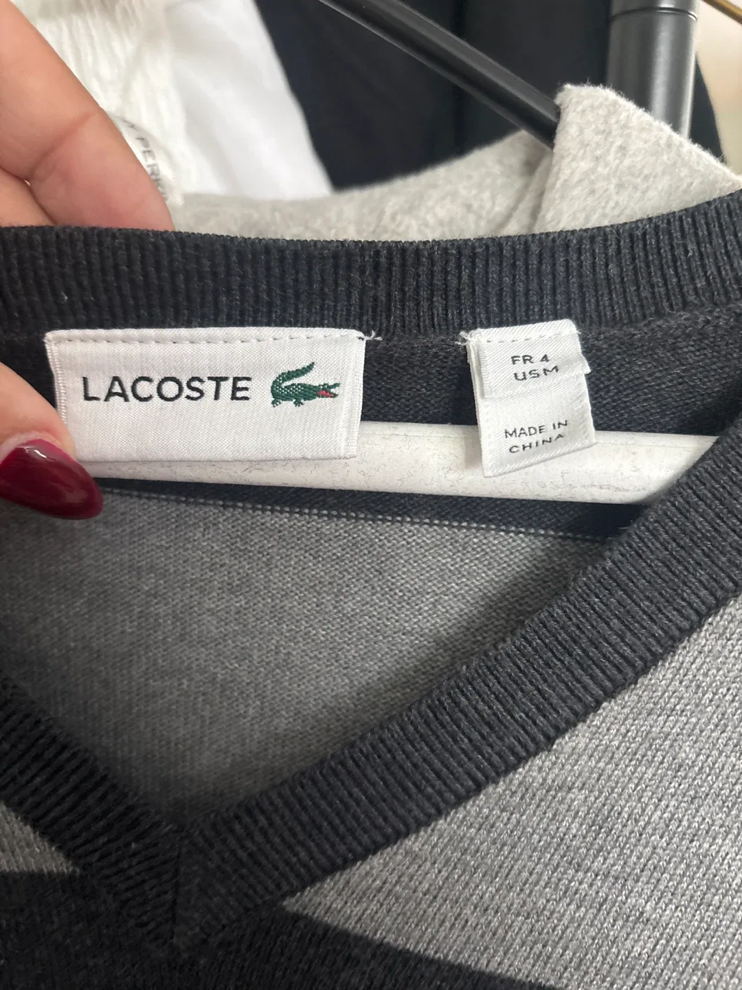 Lacoste Striped V-Neck Sweater - Size M image indicator(2)