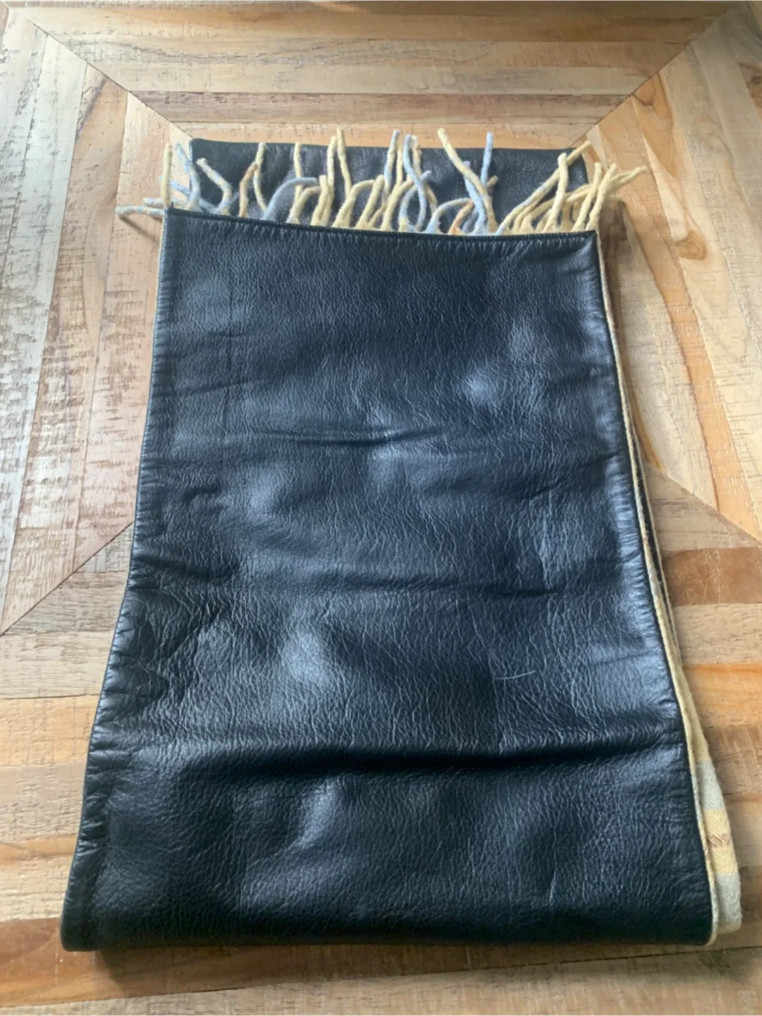 Reversible Plaid & Leather Scarf image indicator(3)