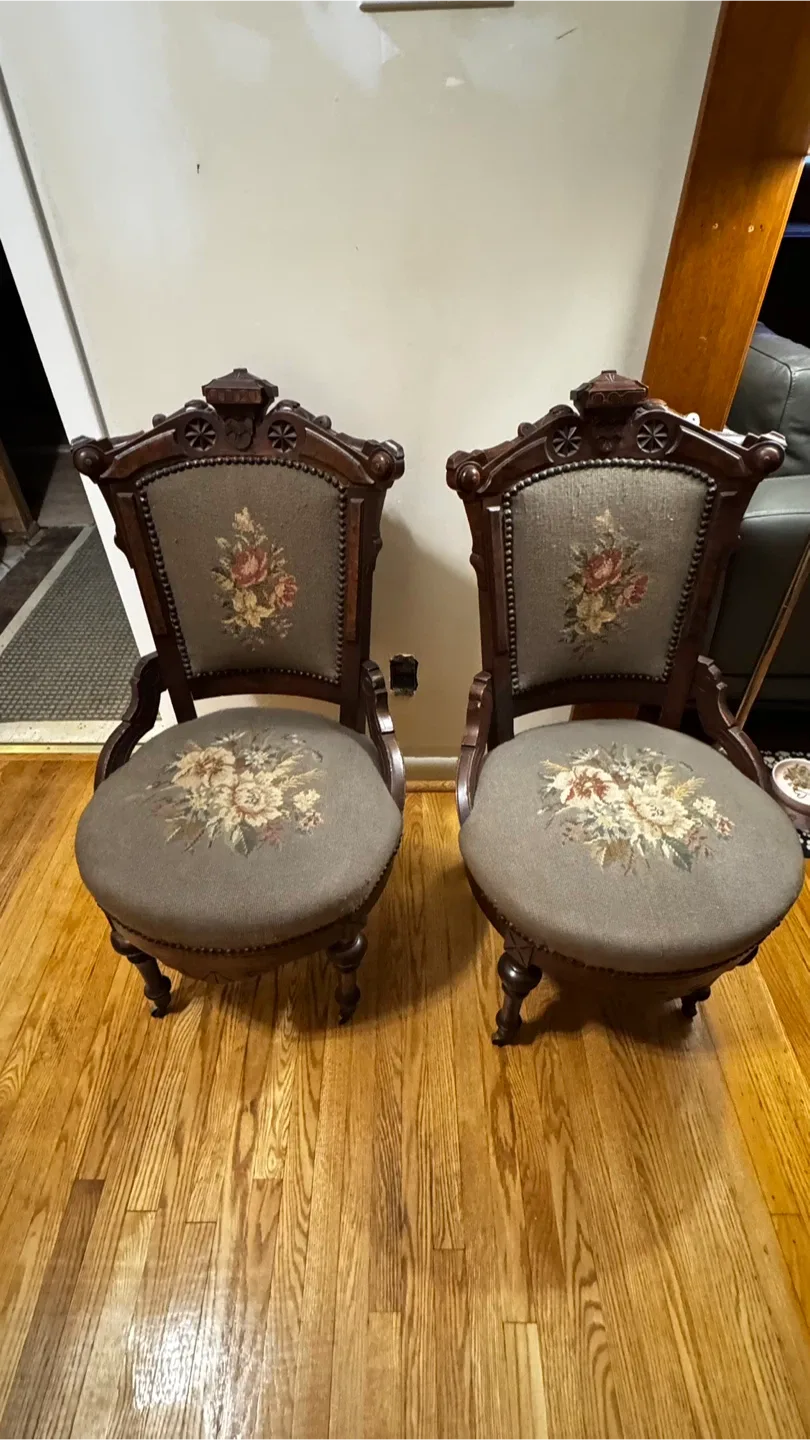 Antique Floral Upholstered Chair image indicator(2)