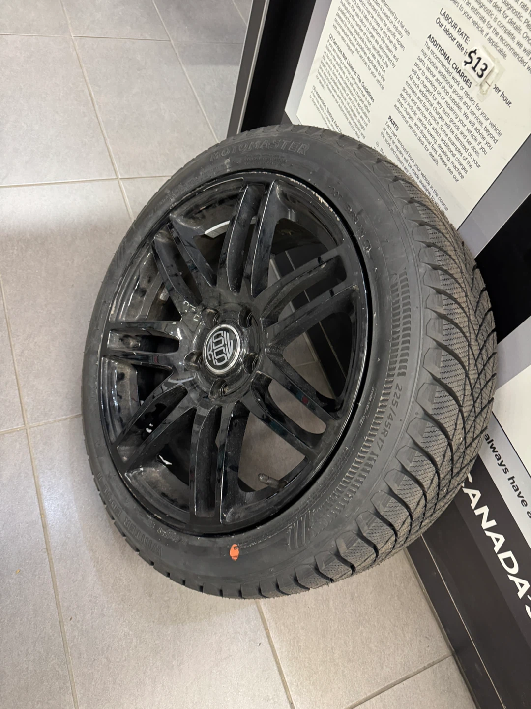 Motomaster Winter Edge II Tires on Black Rims - Set of 4